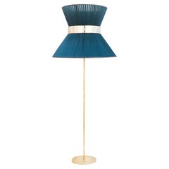 Tiffany Floor Lamp 80 Cypress Silk, Antiqued Brass, Silvered Glass