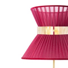 Tiffany Floor Lamp 80 Ruby Silk, Antiqued Brass, Silvered Glass