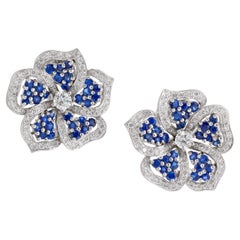 TIFFANY Flower diamond and sapphire earrings