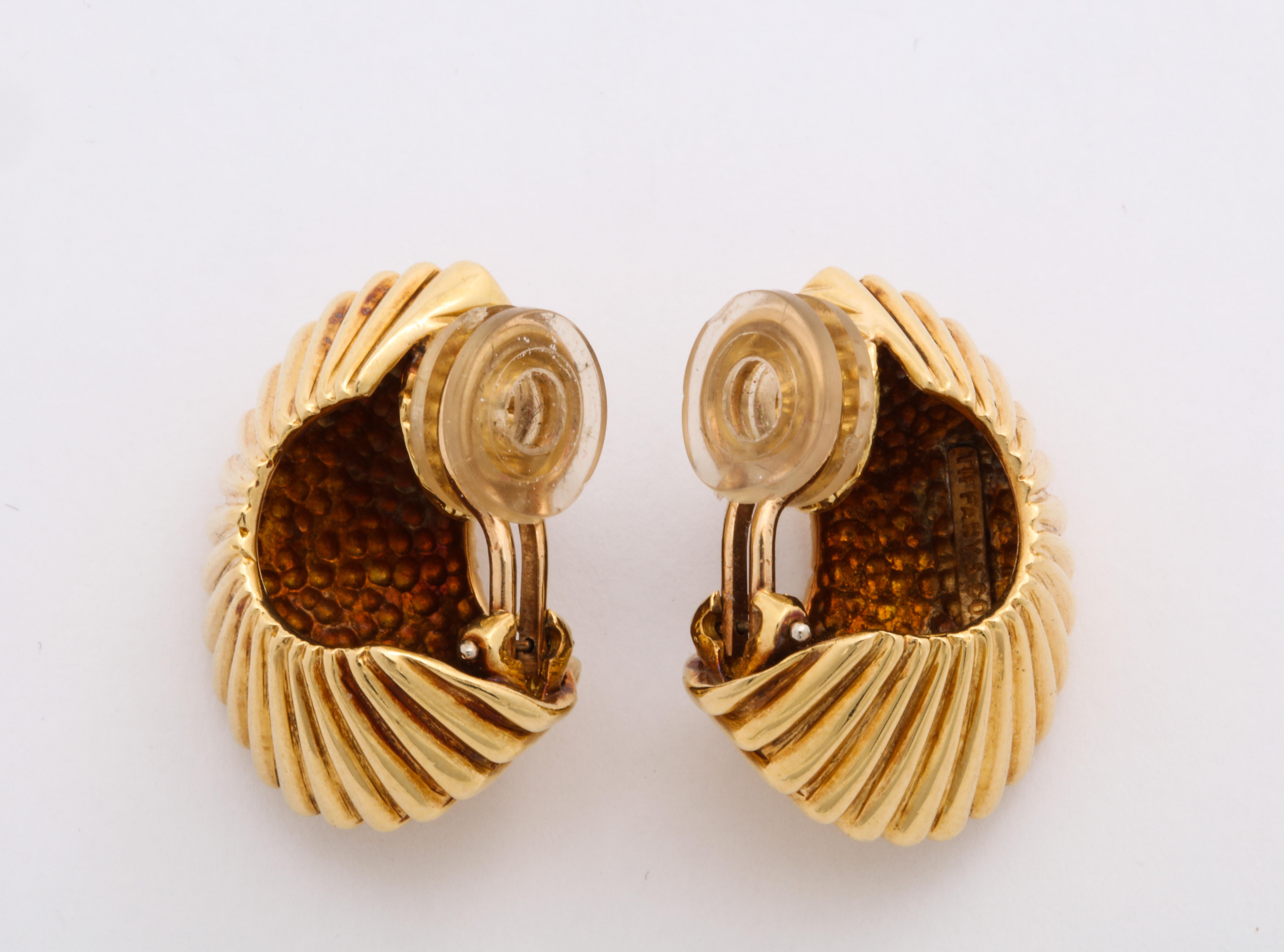Tiffany & Co. Fluted Gold Retro Ear Clips, circa 1950 For Sale 2