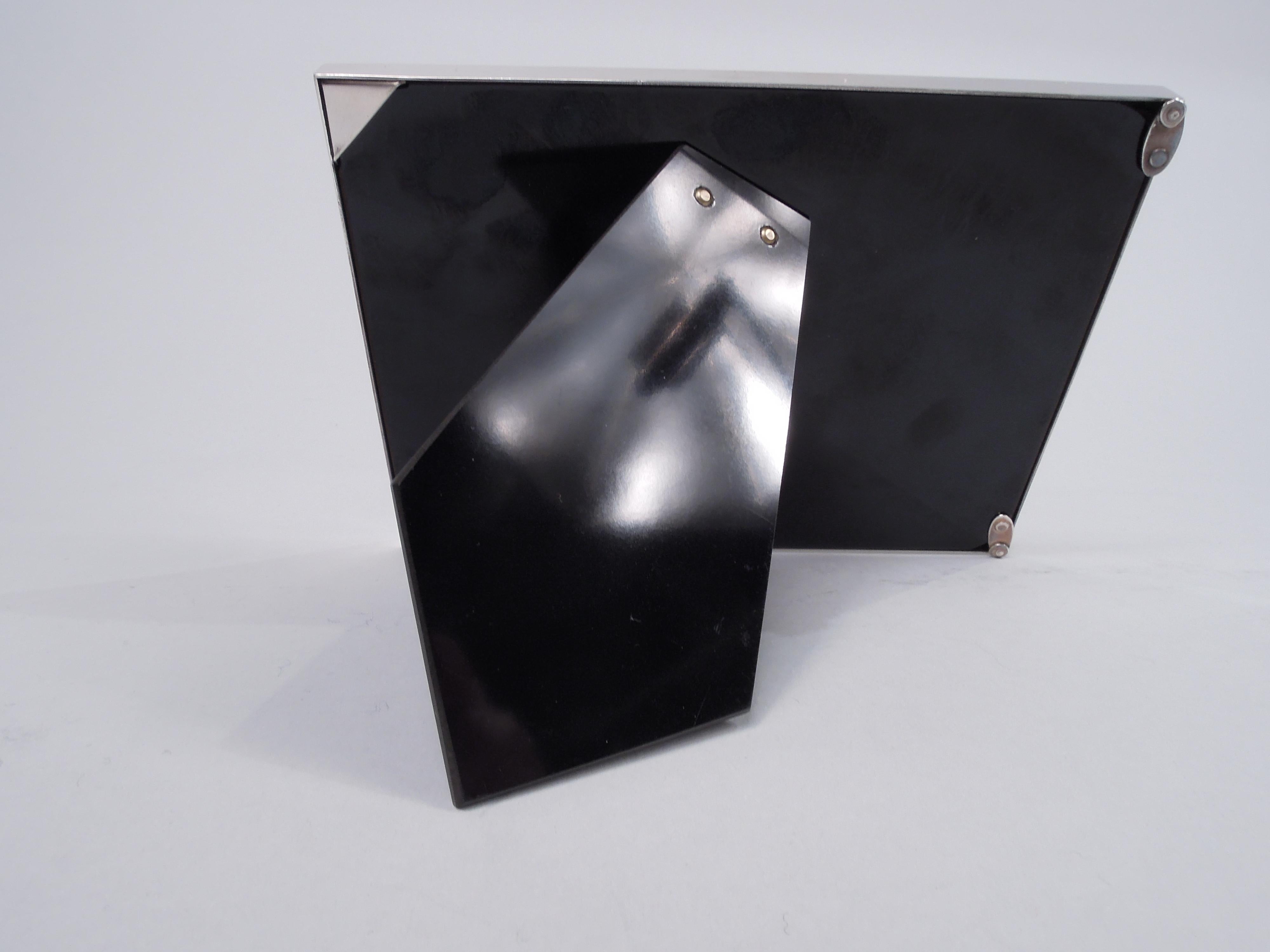 Tiffany Frank Lloyd Wright-Style Sterling Silver & Enamel Photo Frame For Sale 3