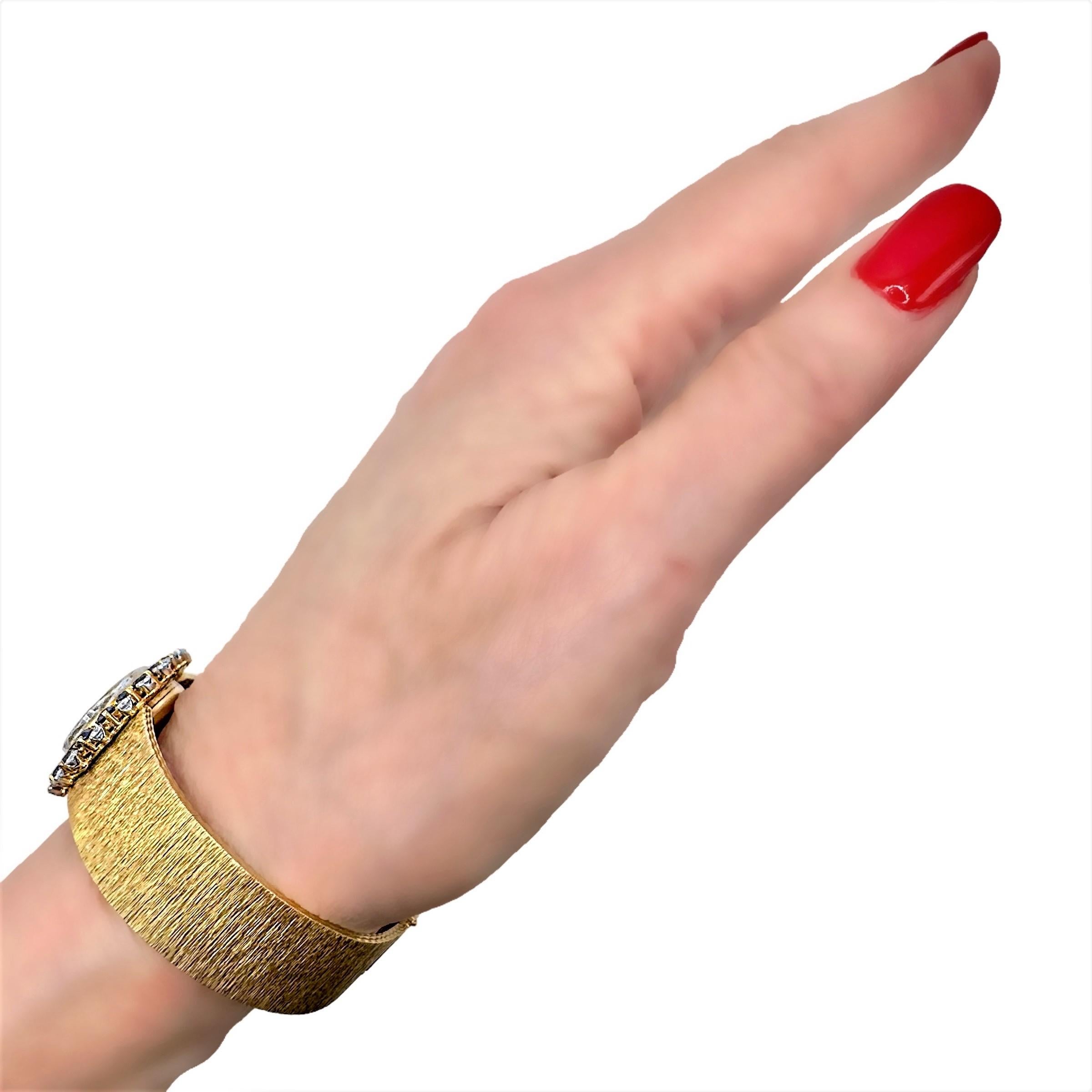 Tiffany French 18k Yellow Gold, Diamond and Sapphire Back Wind Cocktail Watch 5