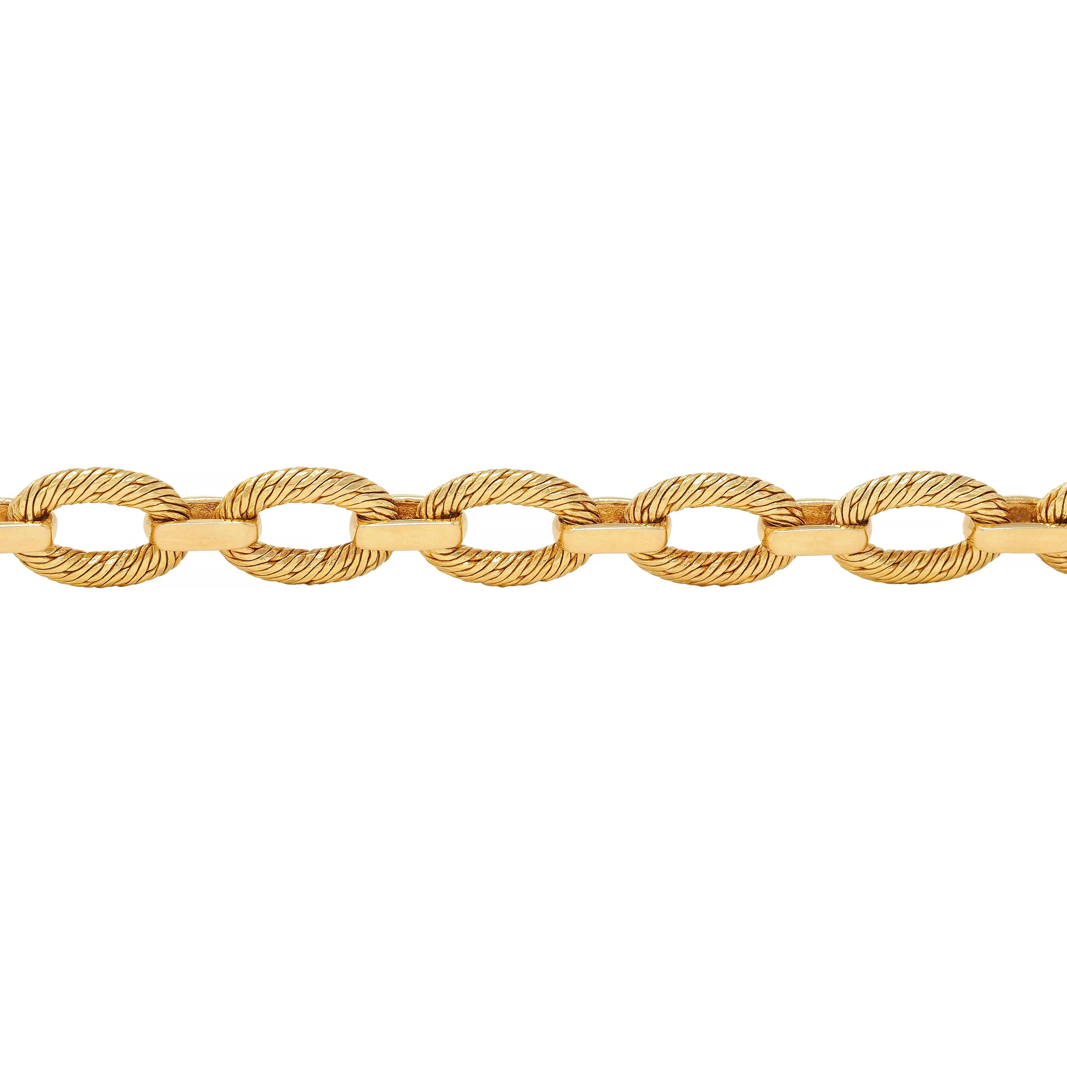 Tiffany French 1960s 18 Karat Yellow Gold Textured Vintage Oval Link Bracelet 2