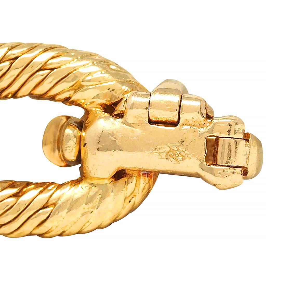 Tiffany French 1960s 18 Karat Yellow Gold Textured Vintage Oval Link Bracelet 4