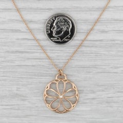 Tiffany Garden Flower Diamond Pendant Necklace w/ Box 18k Yellow Gold 16"
