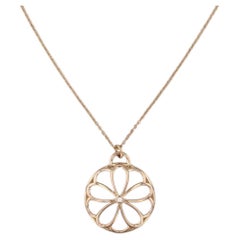 Tiffany Garden Flower Diamond Pendant Necklace w/ Box 18k Yellow Gold 16"