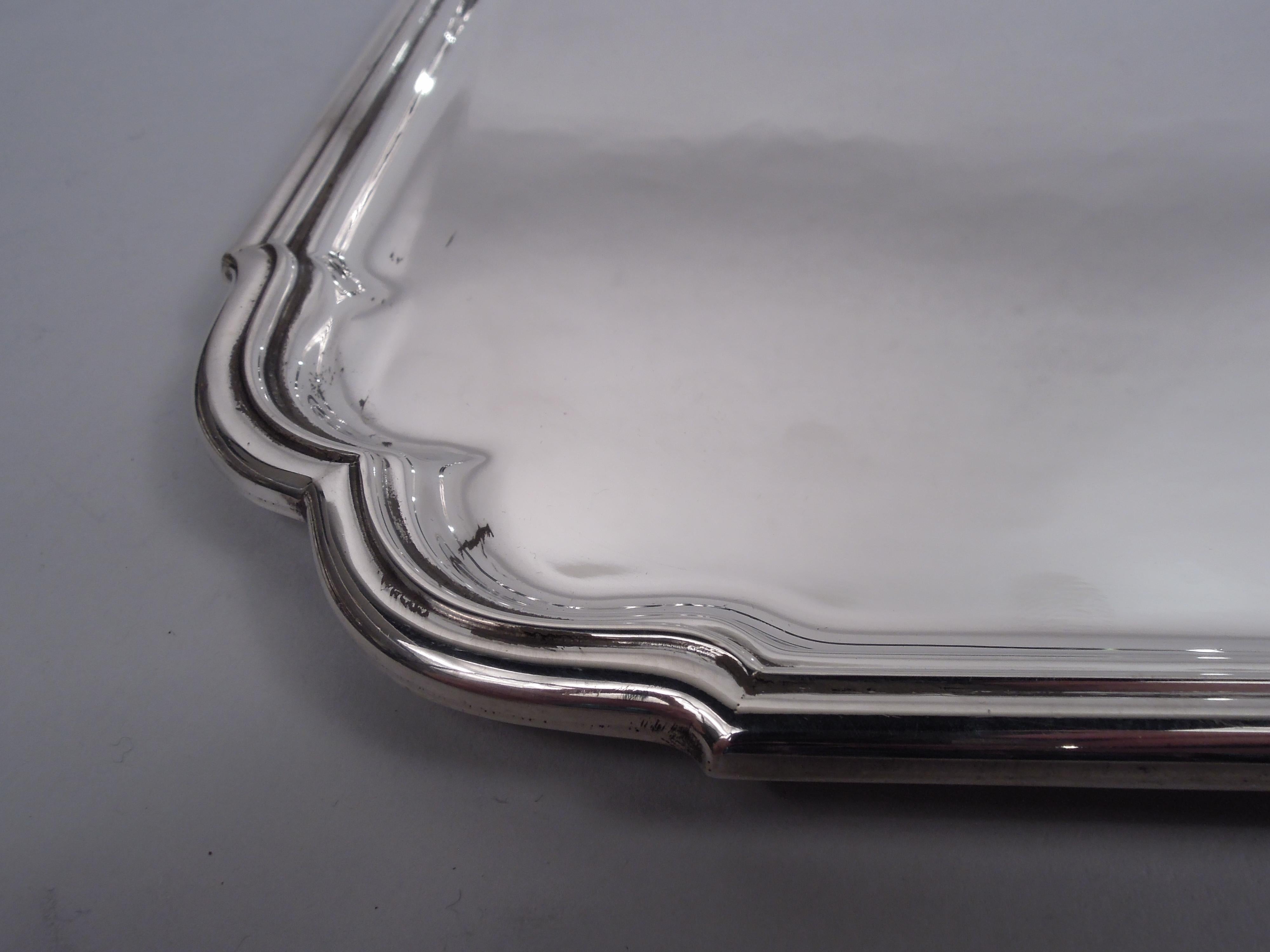 American Tiffany Georgian-Inspired Sterling Silver Heavy Rectangular Tray For Sale