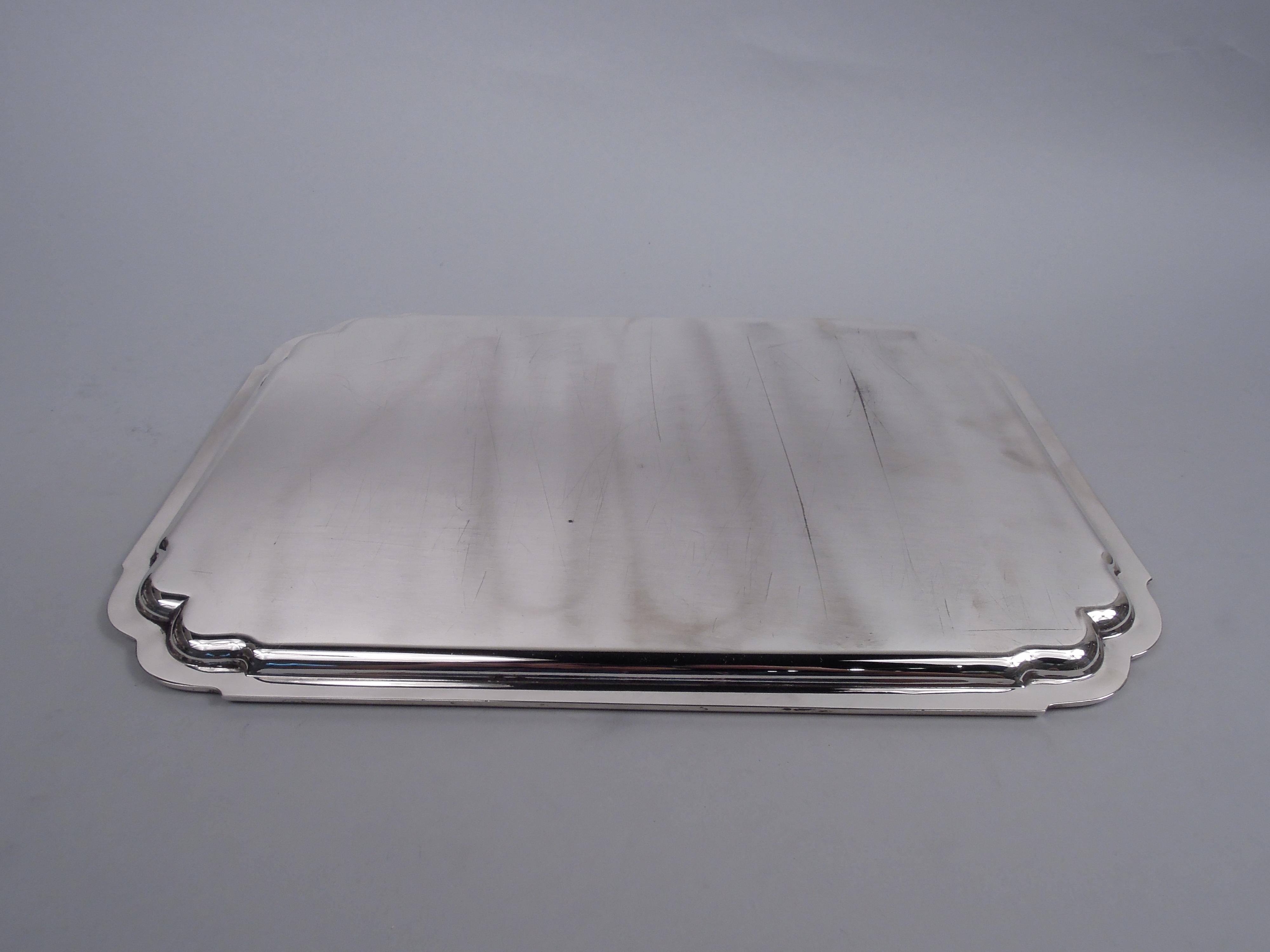 20th Century Tiffany Georgian-Inspired Sterling Silver Heavy Rectangular Tray For Sale