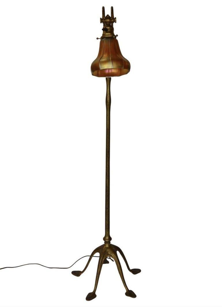 Tiffany Gilt Bronze and Damascene Favrile Floor Lamp For Sale 1