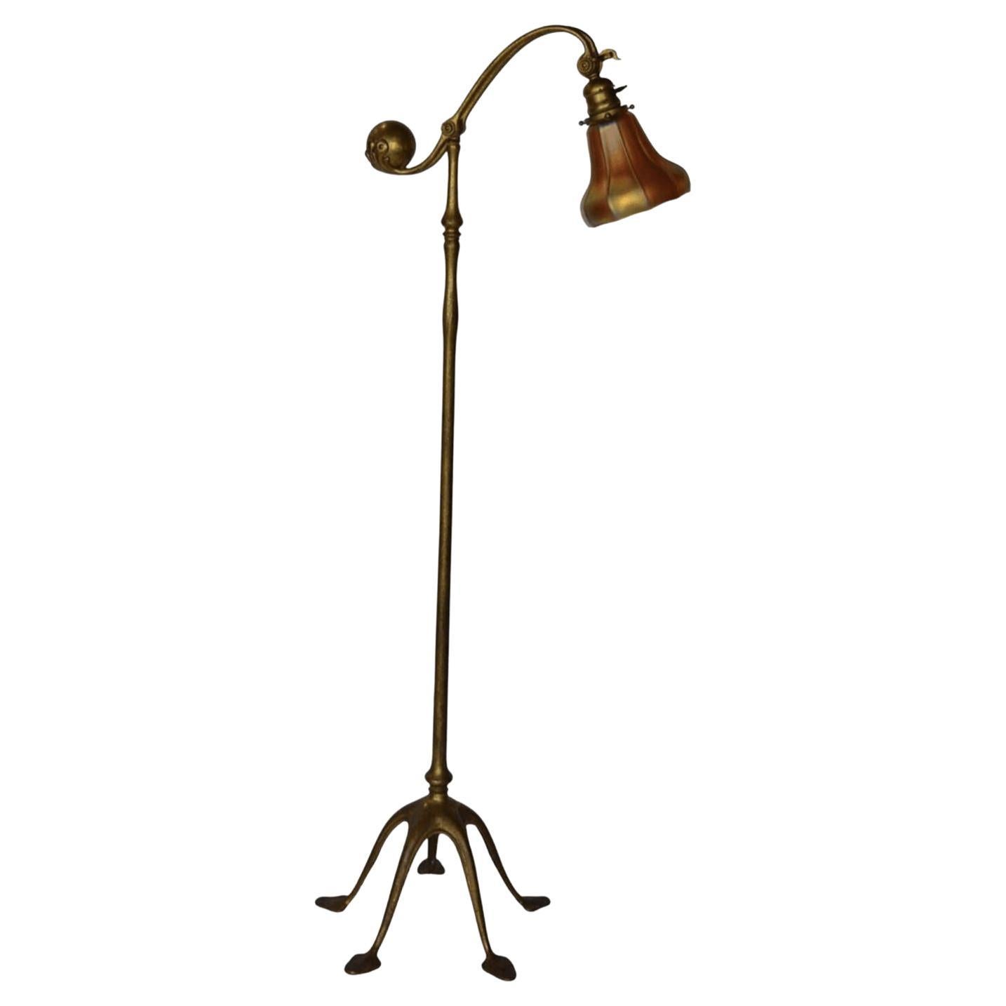 Tiffany Gilt Bronze and Damascene Favrile Floor Lamp