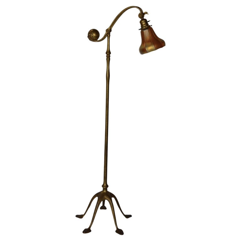 Tiffany Gilt Bronze and Damascene Favrile Floor Lamp For Sale