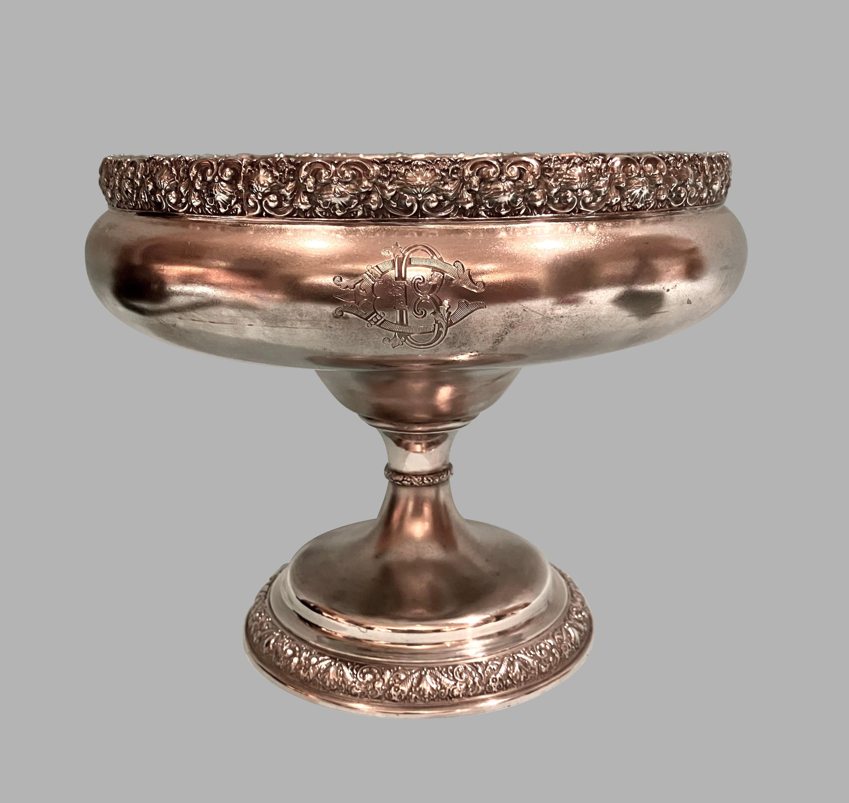 A Tiffany & Company gilt-washed sterling silver center bowl of baluster form stamped on the underside 