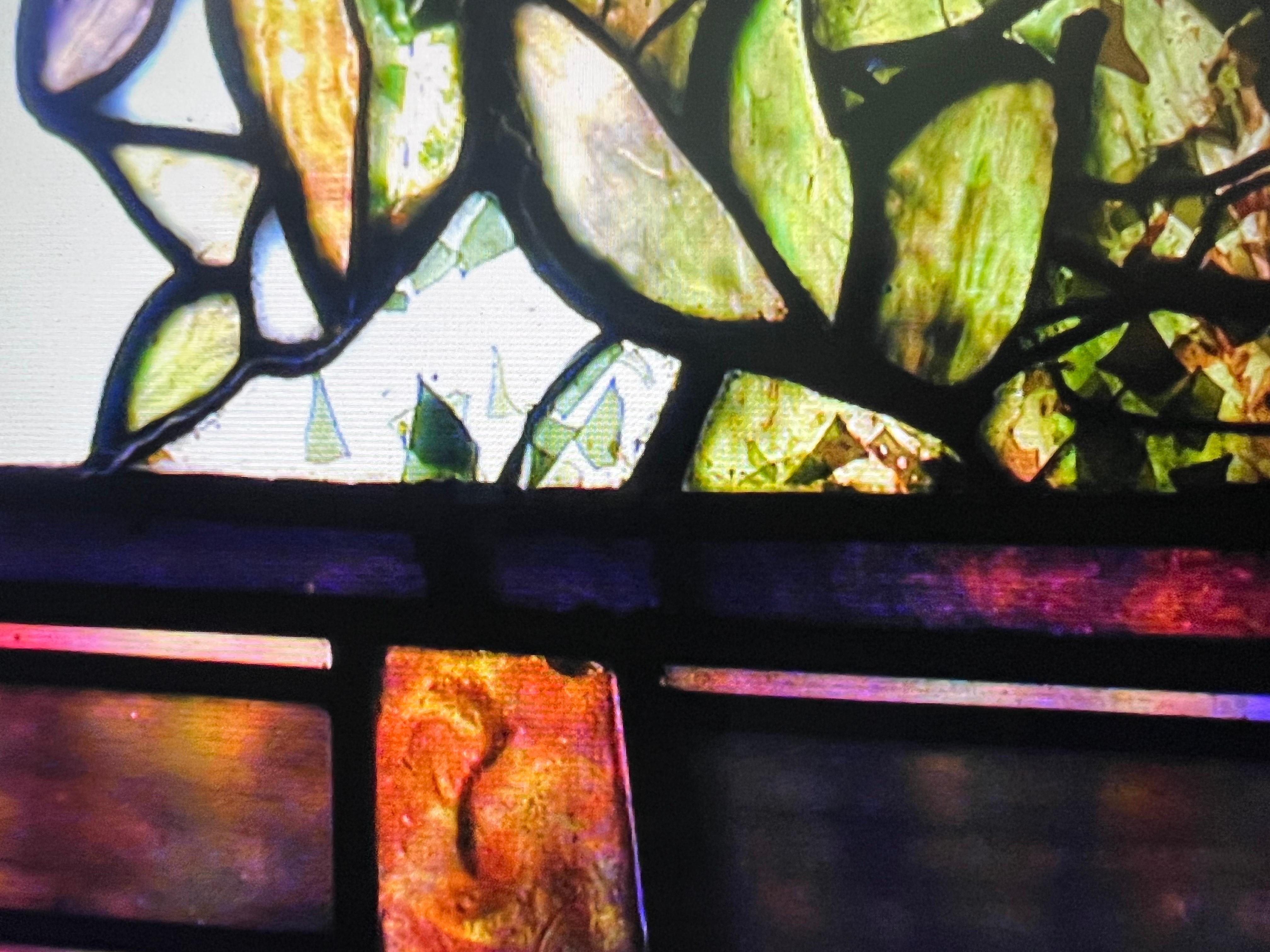 Tiffany glass and decorating New York Circle 1890 “GIVING”  In Good Condition For Sale In Van Nuys, CA