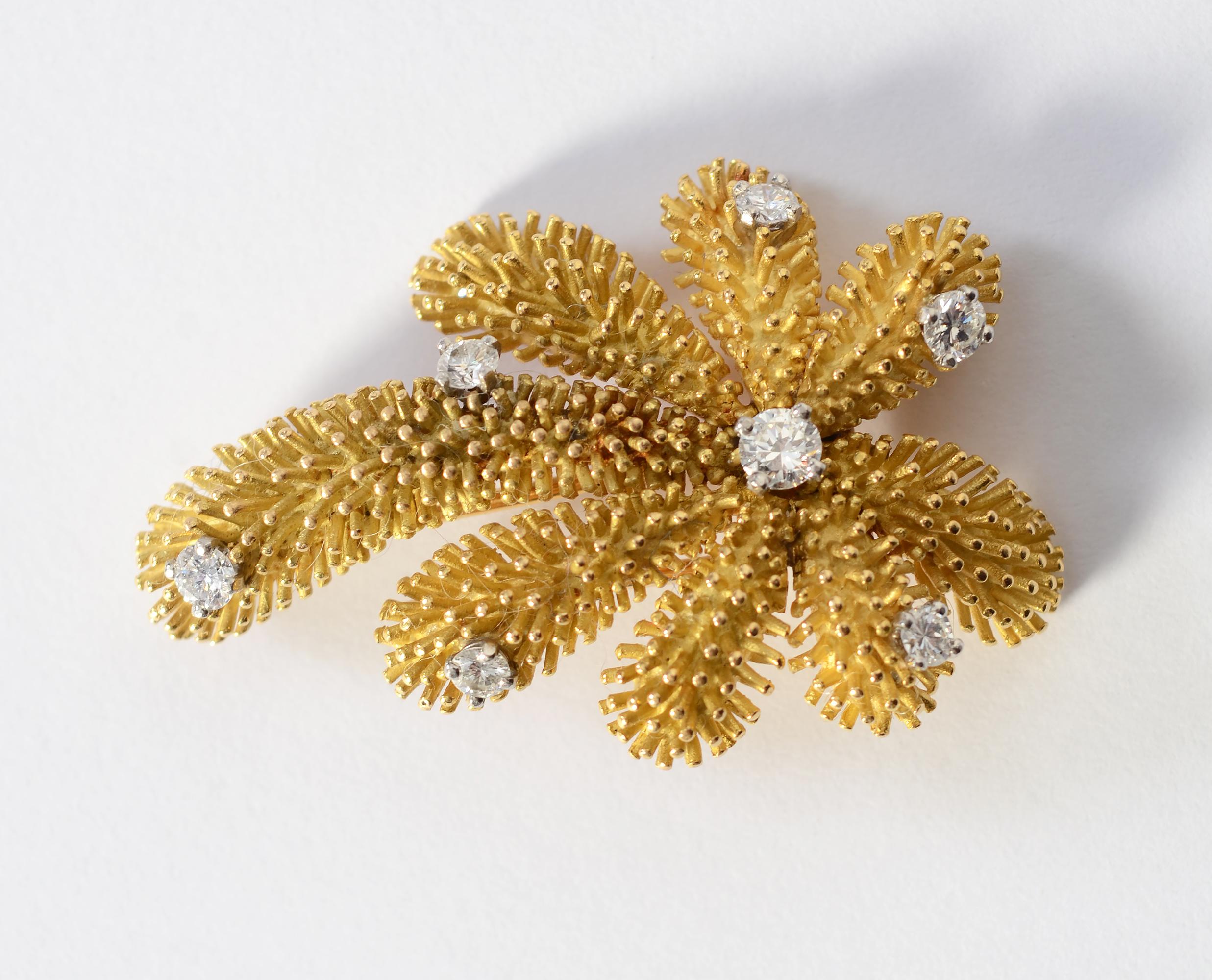 Modern Tiffany & Co. Gold and Diamond Palm Tree Brooch