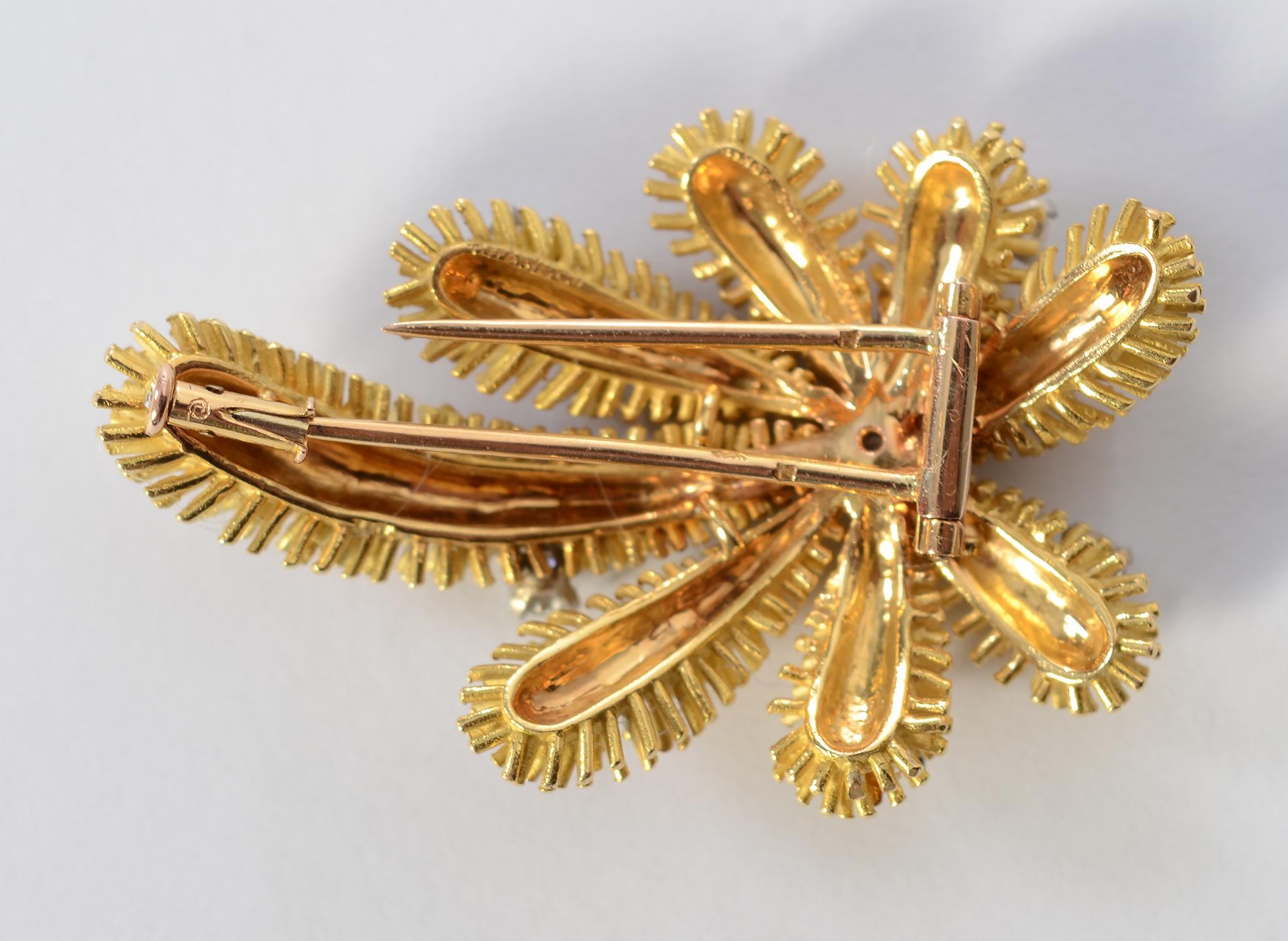 Tiffany & Co. Gold and Diamond Palm Tree Brooch In Excellent Condition In Darnestown, MD