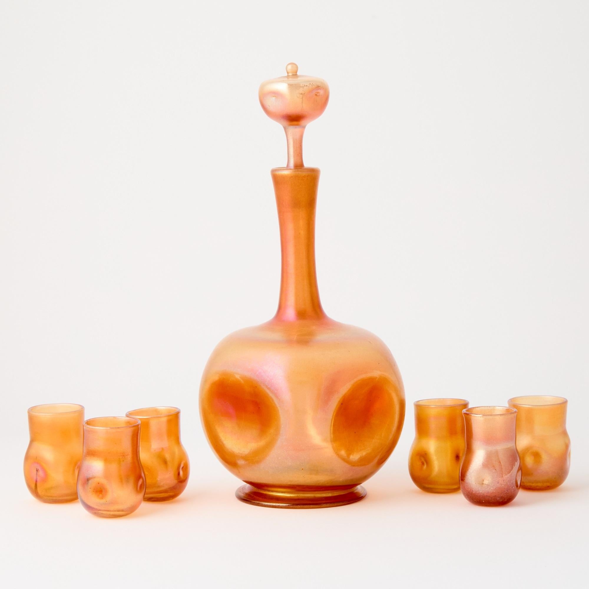 Tiffany Gold Favrile Blown Glass Cordial Service, Louis Comfort Tiffany, 1902 For Sale 2