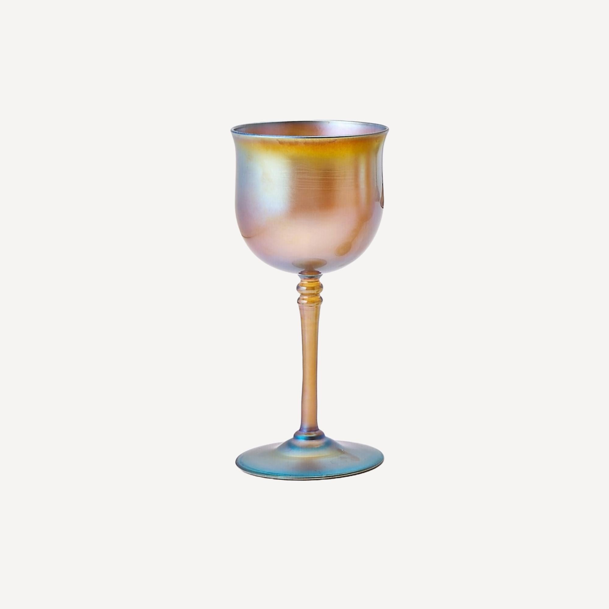 Tiffany  Gold Favrile Blown Glass Wine Service/ 8 People, Circa 1905-1915 For Sale 1