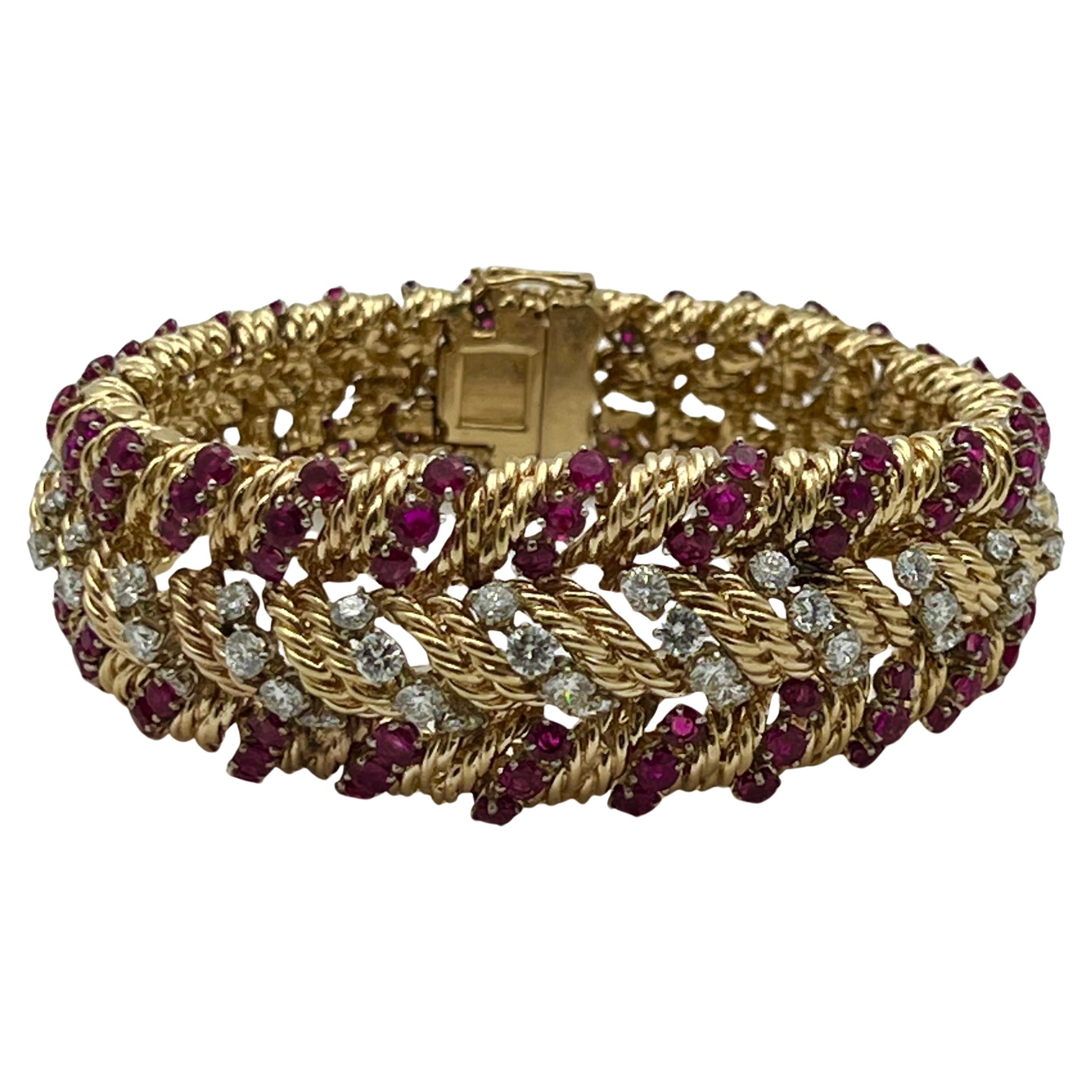 Tiffany Gold Platinum Ruby Diamond Bracelet