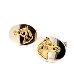 Tiffany Gold & Sterling Horse Cufflinks