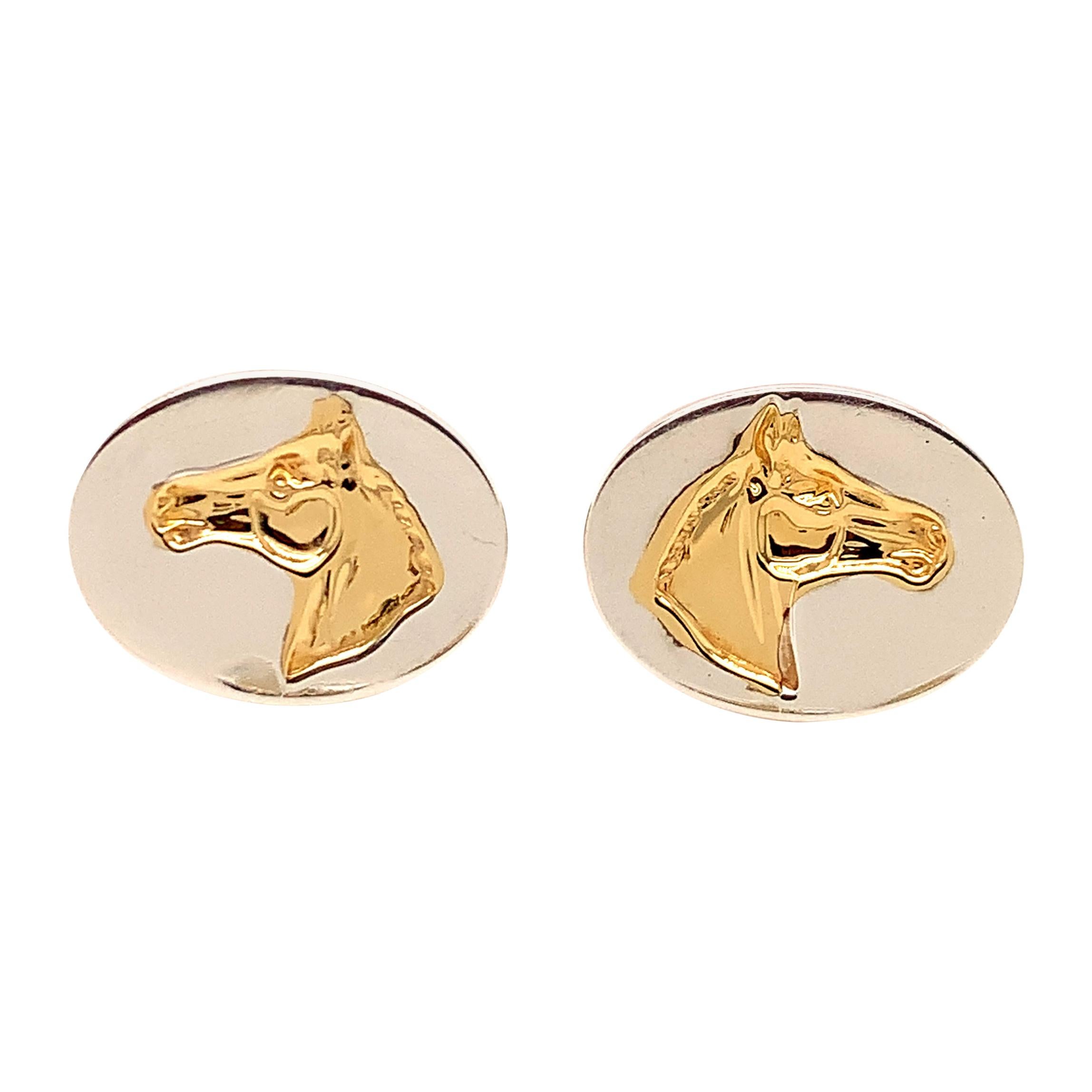 Tiffany Gold & Sterling Horse Cufflinks