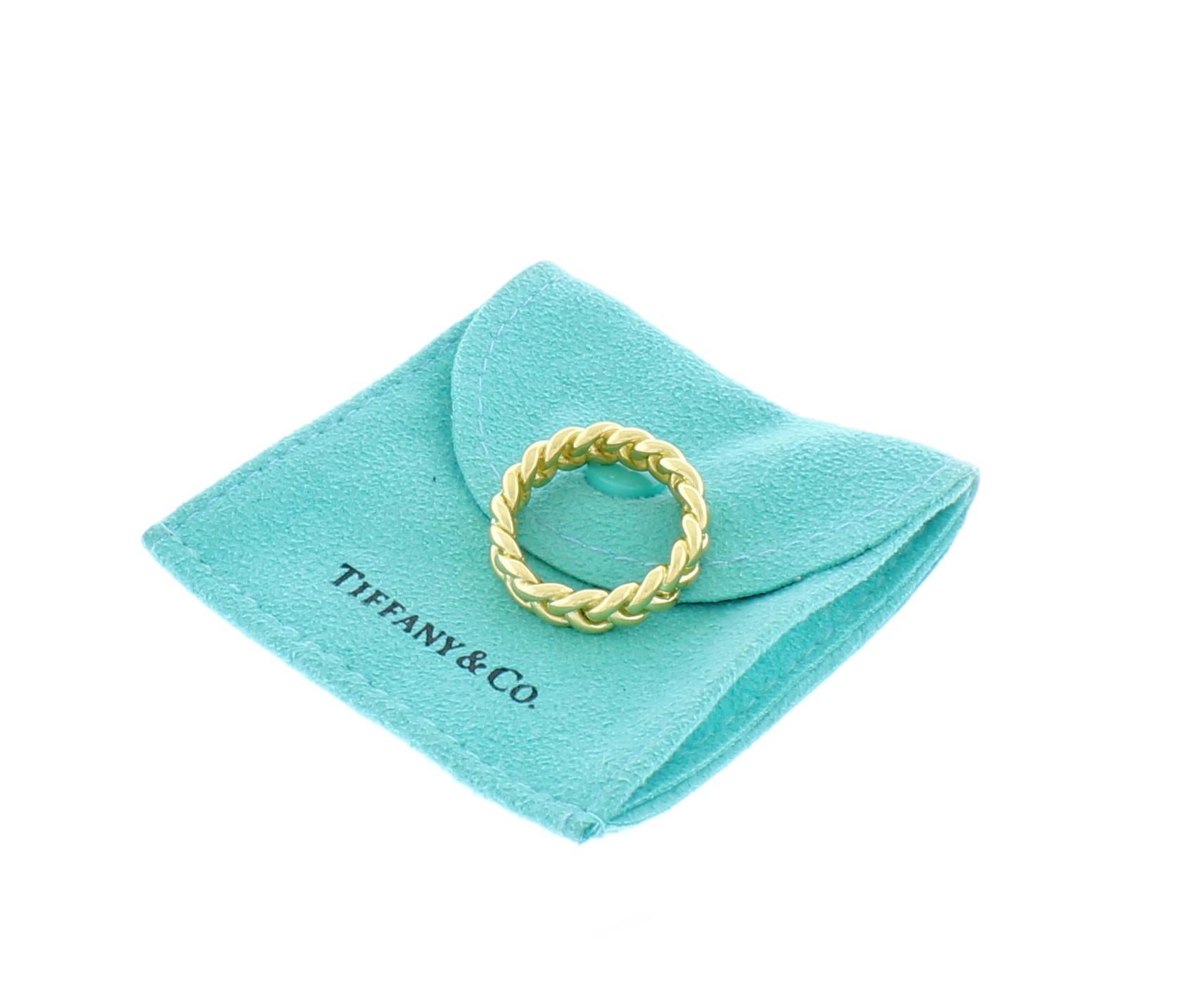 Tiffany & Co. Gold Woven Band Ring In Excellent Condition In Bethesda, MD