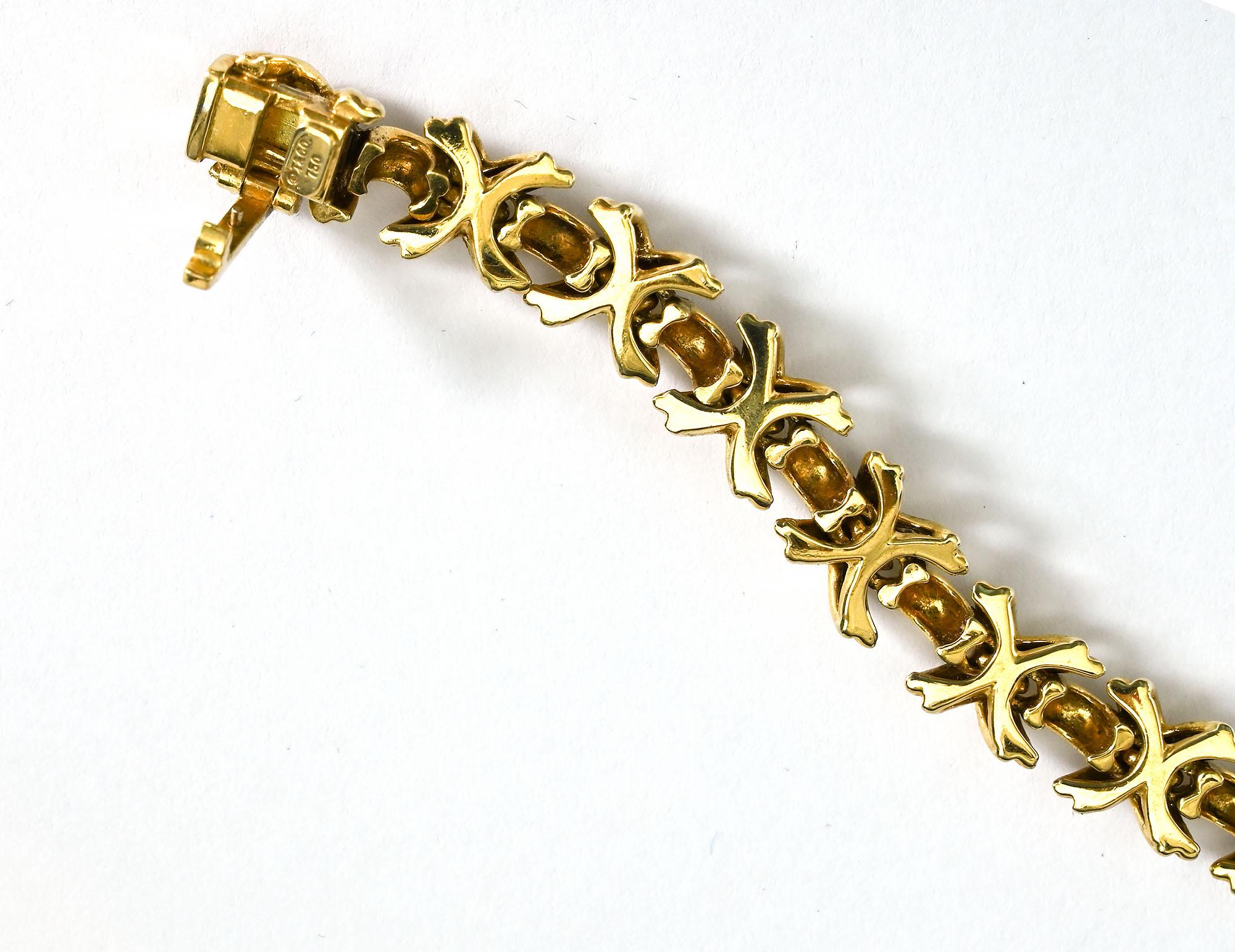 Women's or Men's Tiffany Gold X Bracelet For Sale
