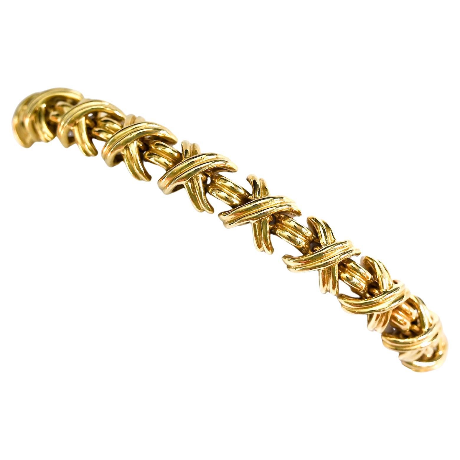 Tiffany Gold X Bracelet For Sale