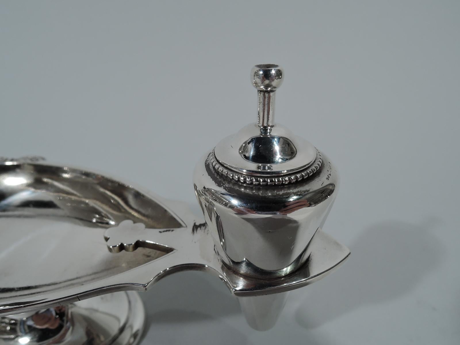 19th Century Tiffany Greek Revival Sterling Silver Cigar Lighter in Ancient Oil Lamp Form