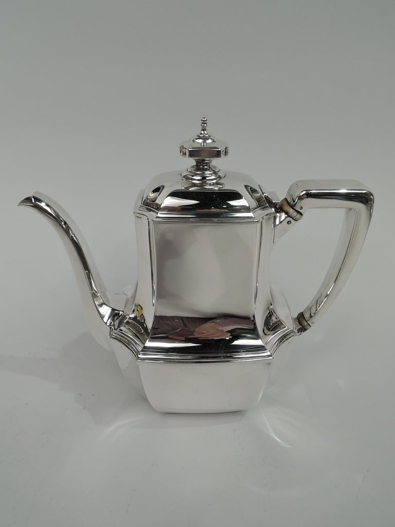 Tiffany Hampton Art Deco Sterling Silver Coffee and Tea Set on Tray For
