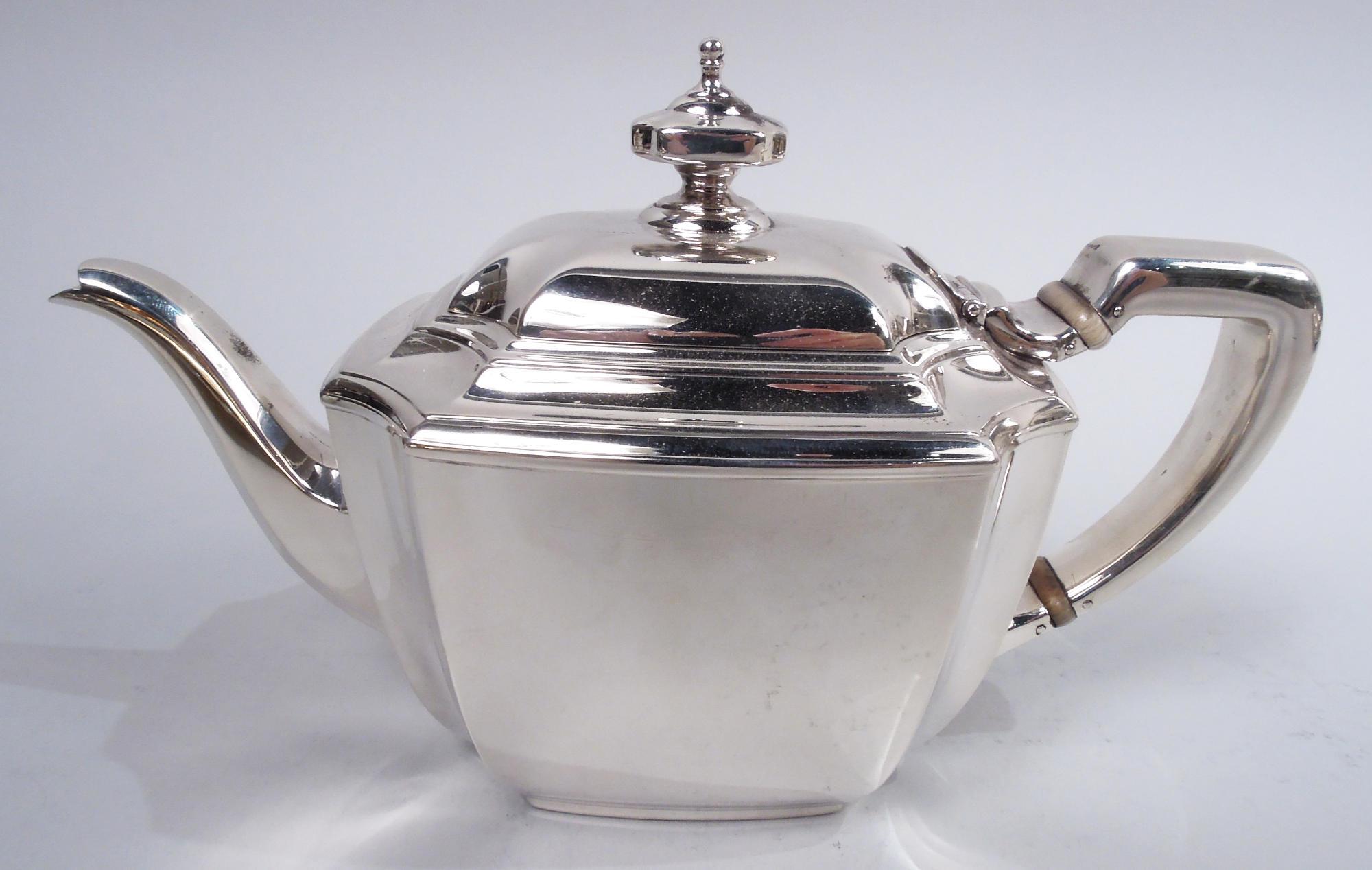 Tiffany Hampton Art Deco Sterling Silver Coffee & Tea Set on Tray For Sale 1