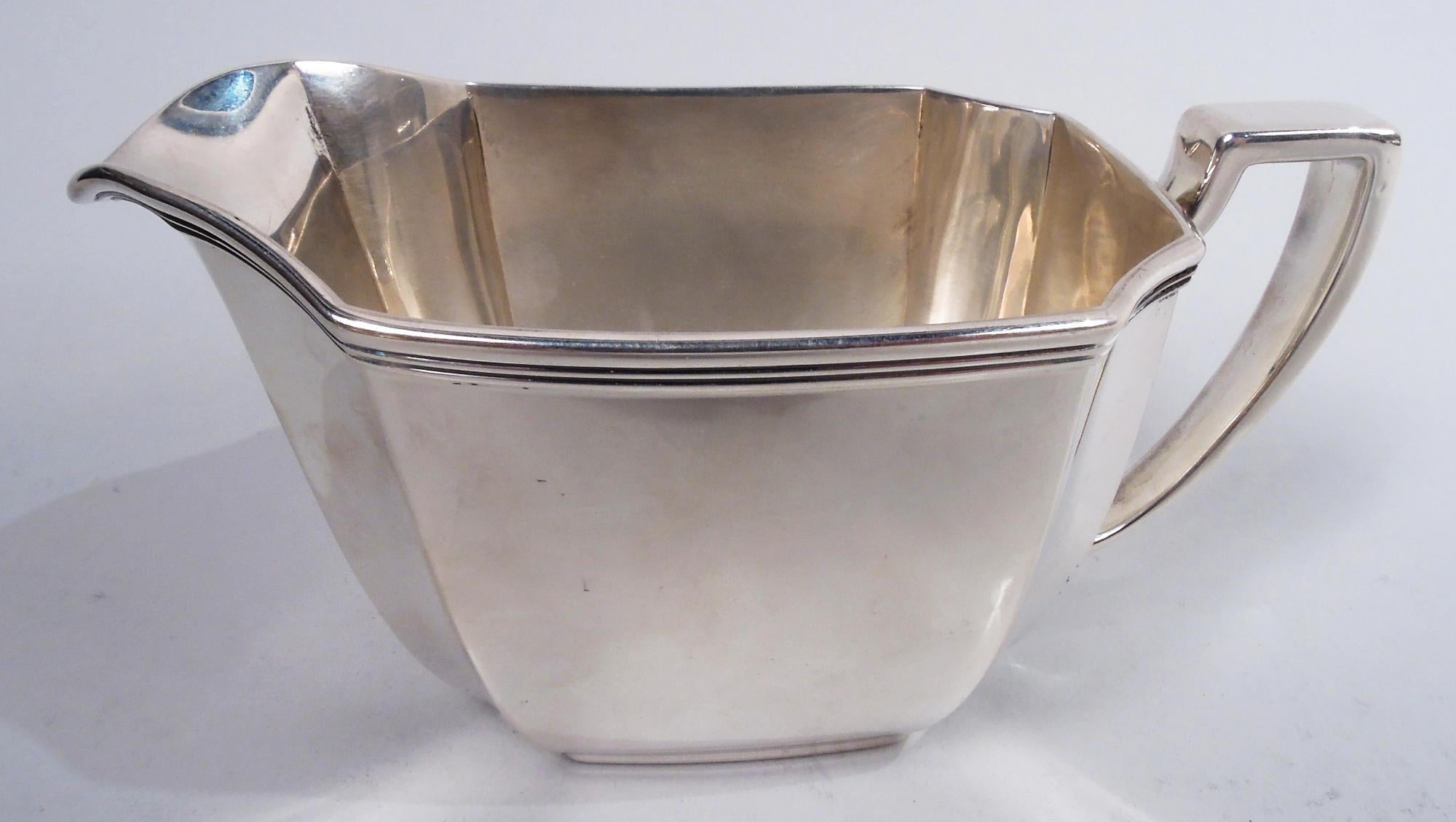 Tiffany Hampton Art Deco Sterling Silver Coffee & Tea Set on Tray For Sale 2