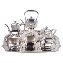 Retro Tiffany Hampton Art Deco Sterling Silver Coffee & Tea Set on Tray