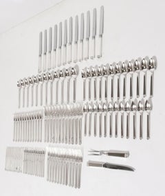 Tiffany Hampton Pattern Art Deco Sterling Silver Flatware Large Set for 12 Peopl