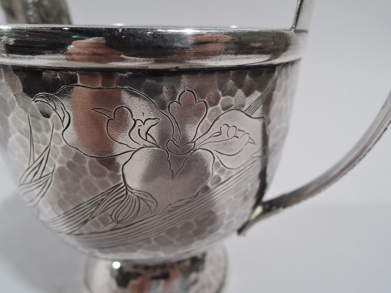 19th Century Tiffany Hand Hammered Japonesque Creamer and Sugar in Persian Pattern For Sale