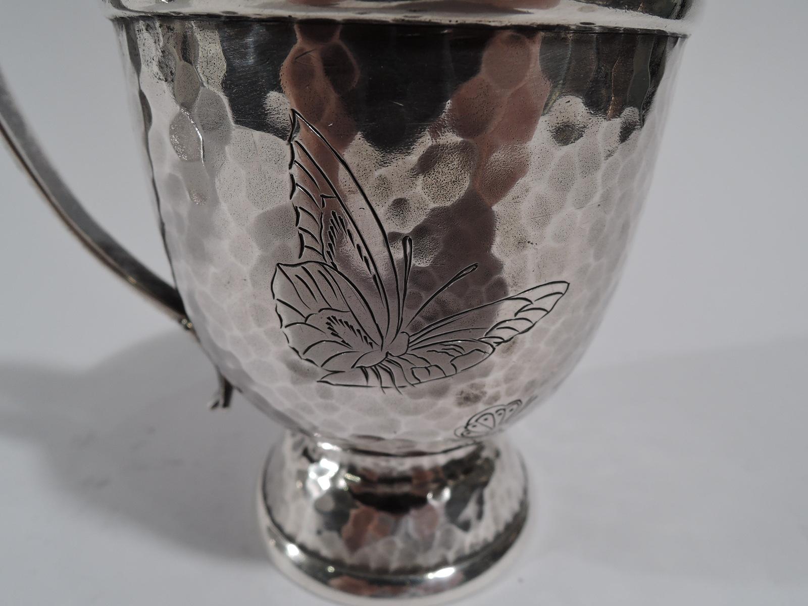 Sterling Silver Tiffany Hand Hammered Japonesque Creamer and Sugar in Persian Pattern