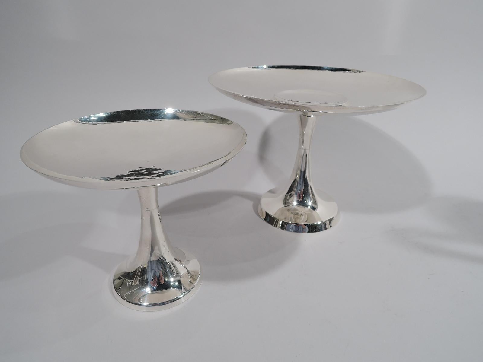 Mid-Century Modern Tiffany Hand-Hammered Modern Double Compotes Cake Stand