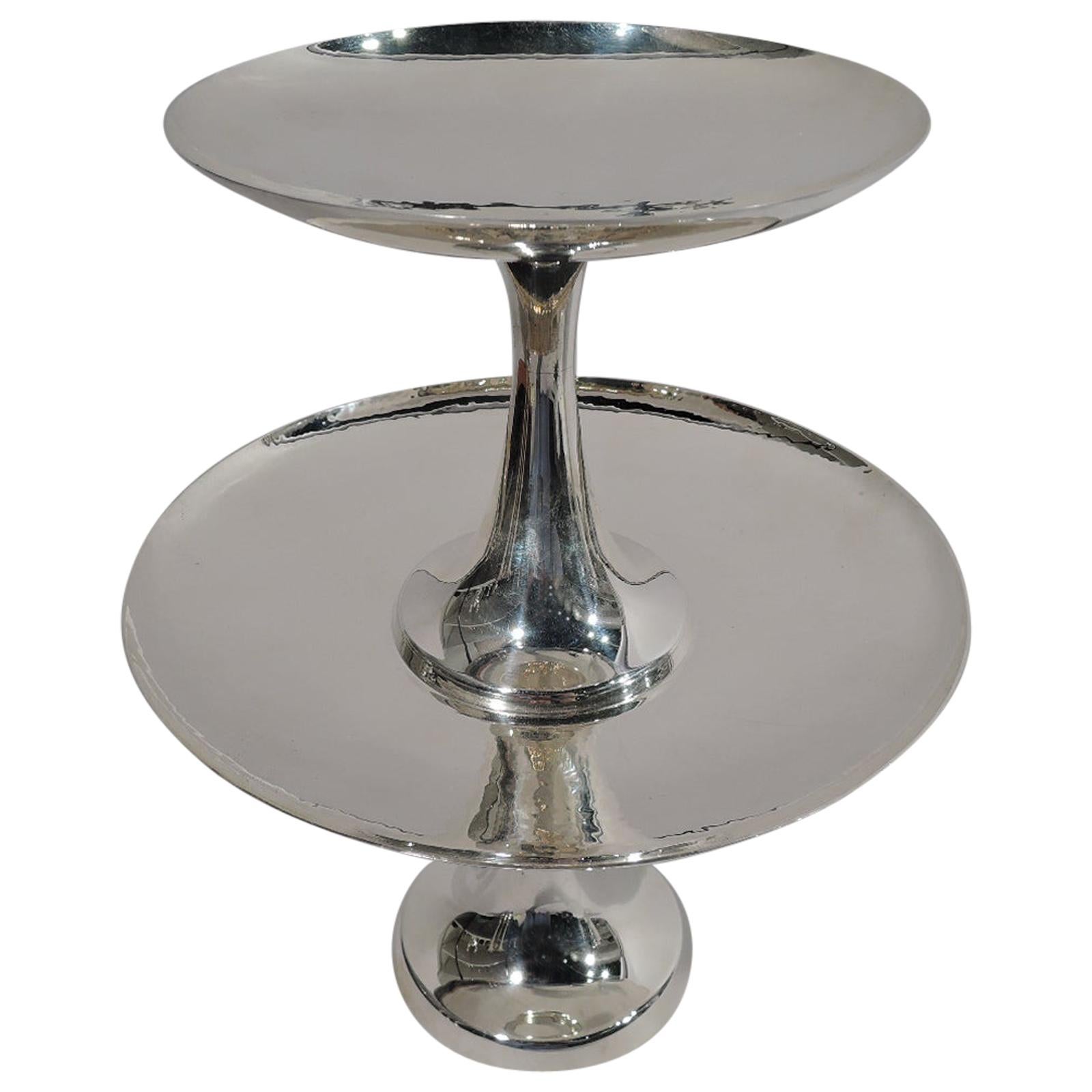 Tiffany Hand-Hammered Modern Double Compotes Cake Stand