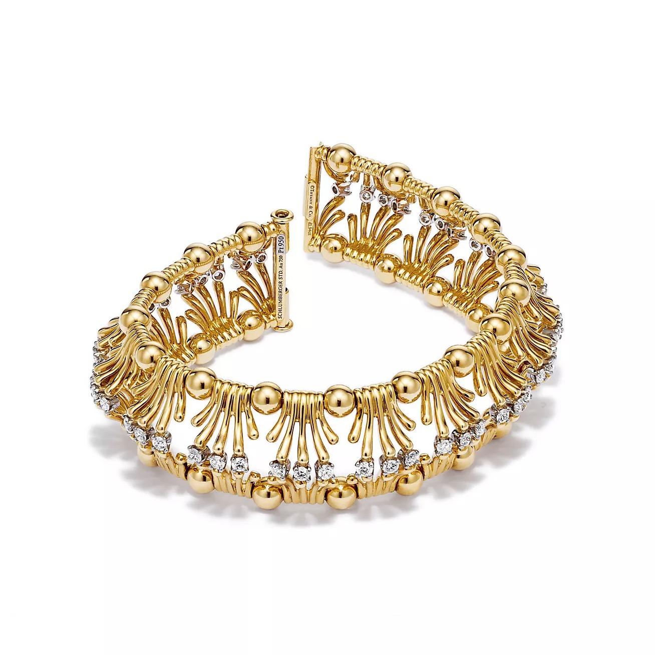 De las mujeres Pulsera Tiffany Hands en oro amarillo y platino en venta