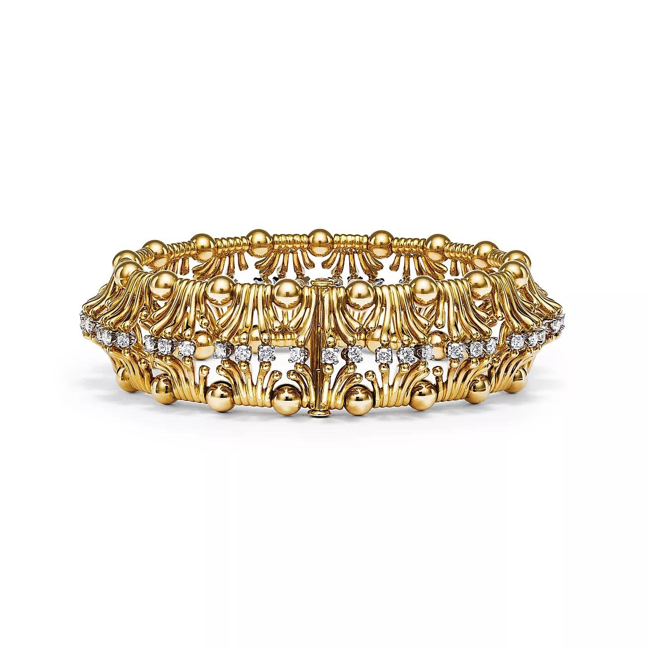 Pulsera Tiffany Hands en oro amarillo y platino en venta 2