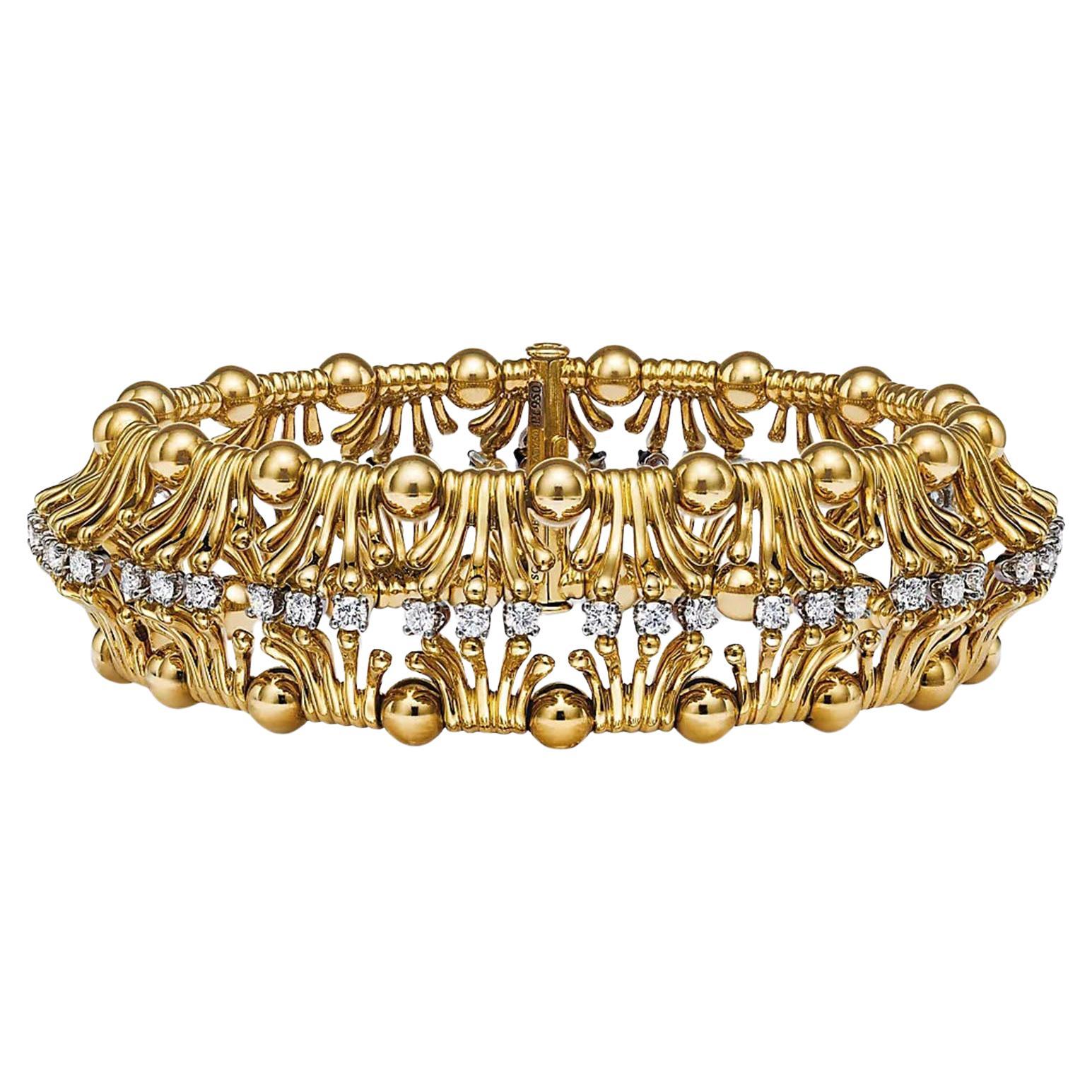 Tiffany Bracelet pour mains en or jaune et platine