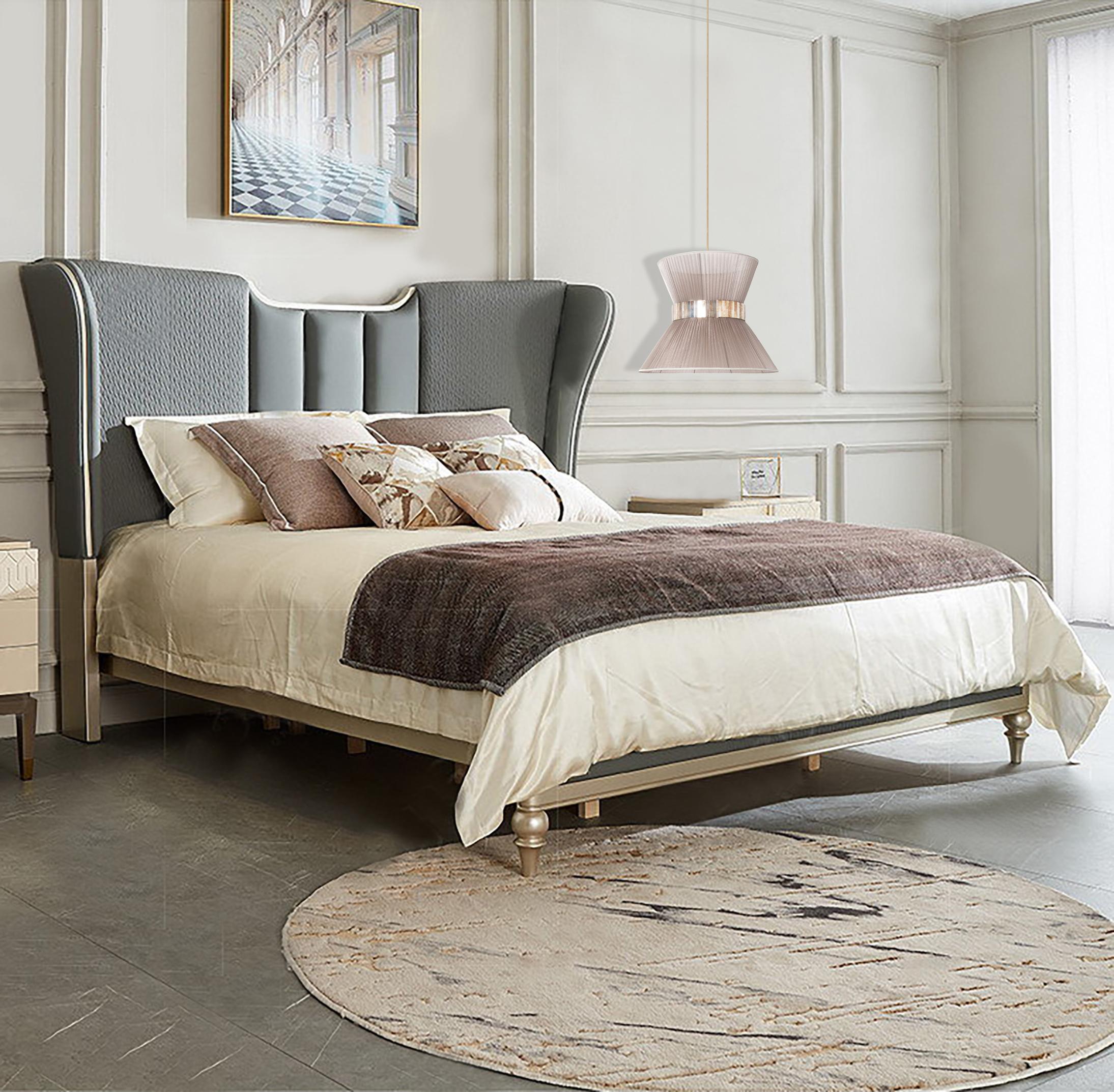 Lámpara colgante Tiffany 40 Oro Seda Vidrio plateado Latón envejecido en Nuevo estado para la venta en Pietrasanta, IT