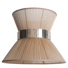 Lámpara colgante Tiffany 40 Oro Seda Vidrio plateado Latón envejecido