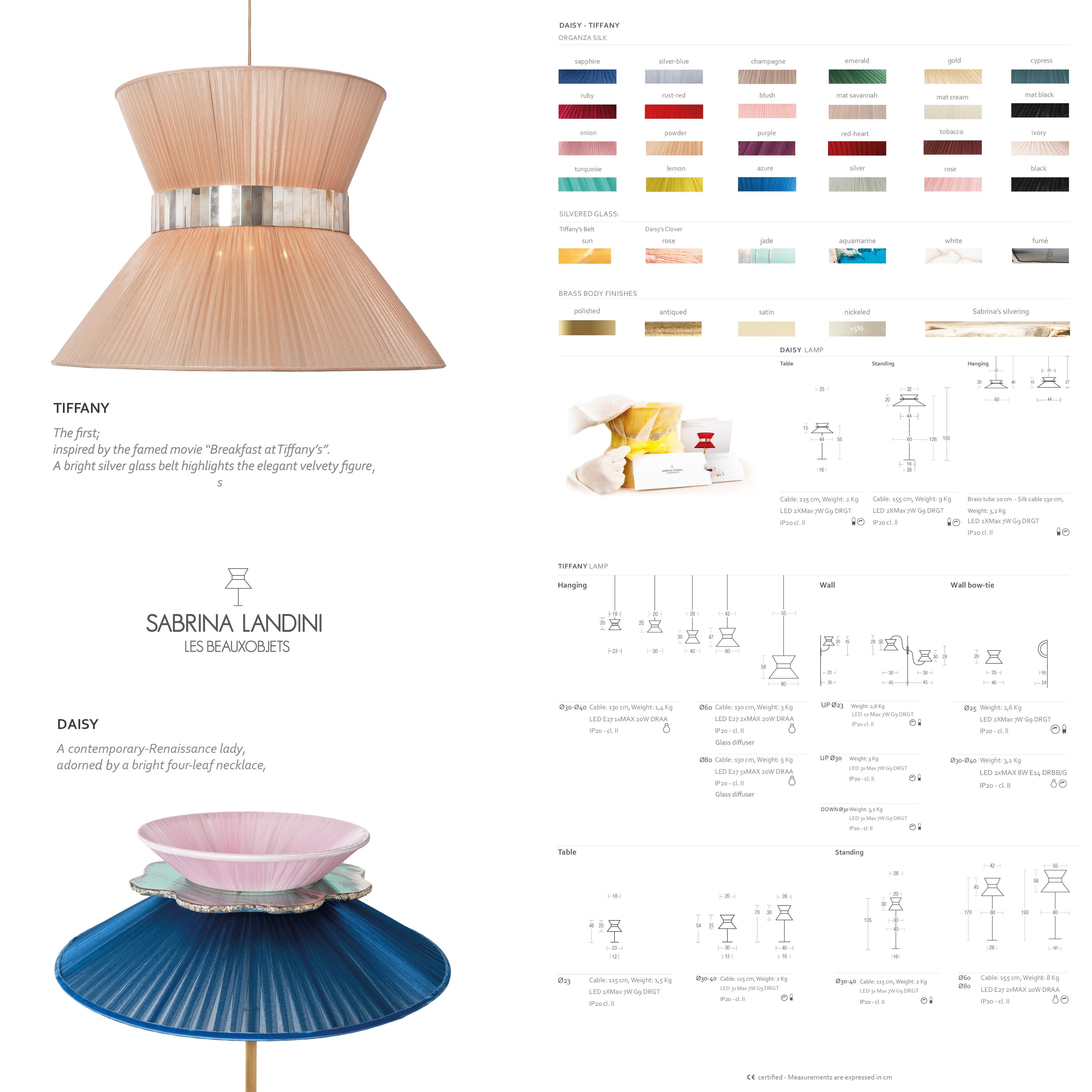 XXIe siècle et contemporain Lampe suspendue Tiffany 40 Lemon Silk Silvered Glass Antiqued Brass en vente