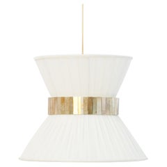 Tiffany Hanging Lamp 40 Mat-Cream Silk Silvered Glass Antiqued Brass