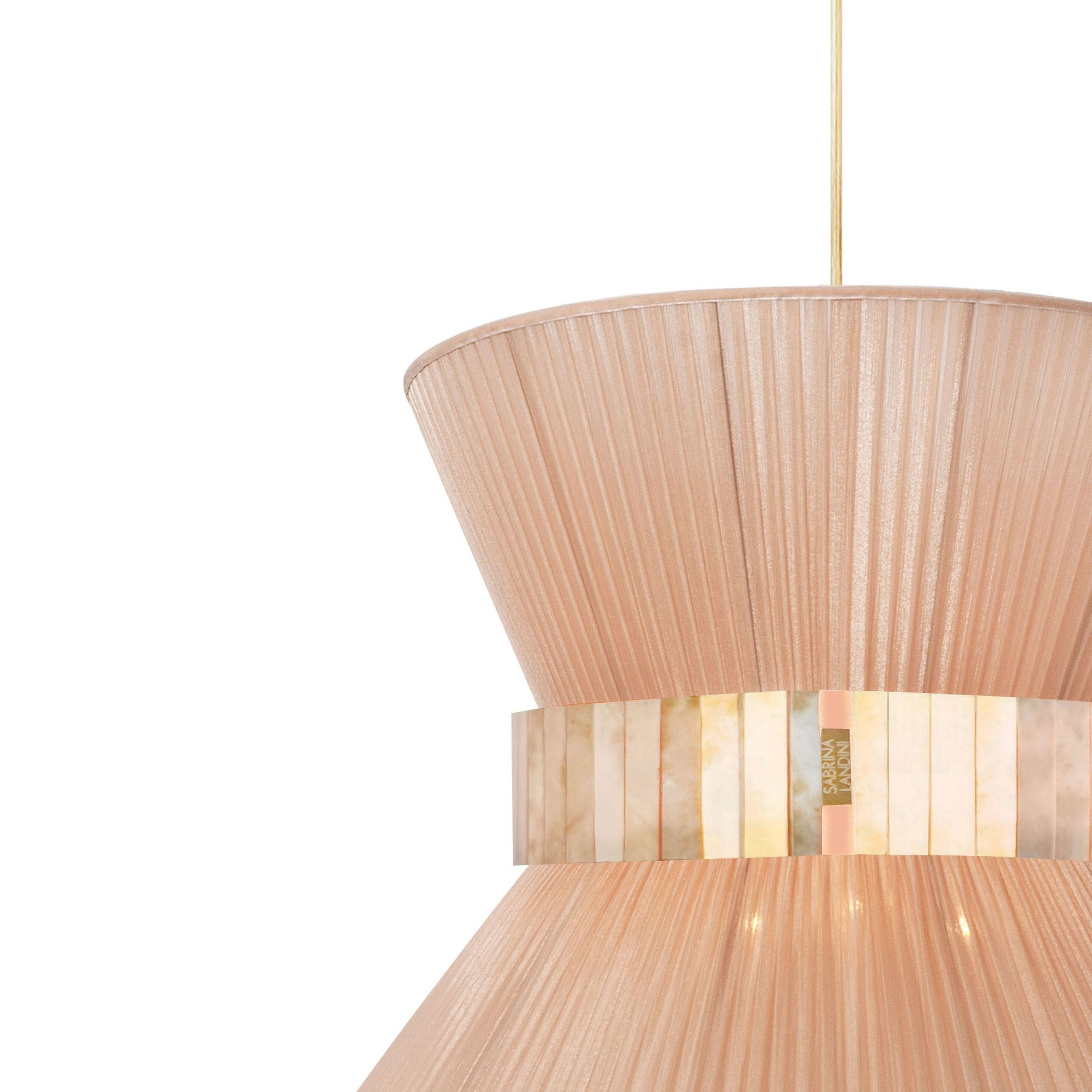 Hängeleuchte von Tiffany, 40, Pulver, Seide, versilbertes Glas, antik, Messing (Moderne) im Angebot