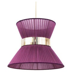 Tiffany Hanging Lamp 40 Purple Silk Silvered Glass Antiqued Brass
