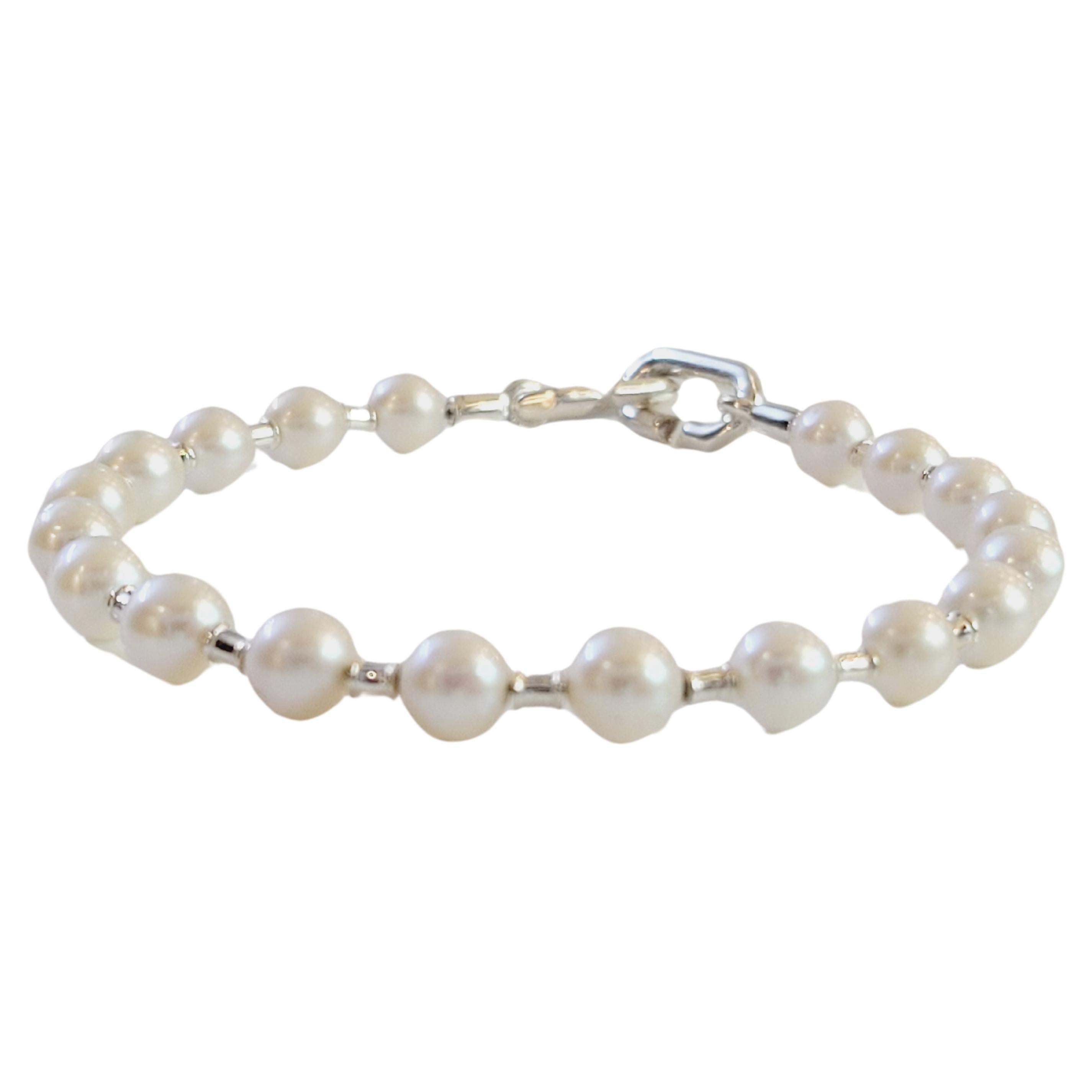 Tiffany Hard Wear Pearl Bracelet in Silver, 5-6 mm