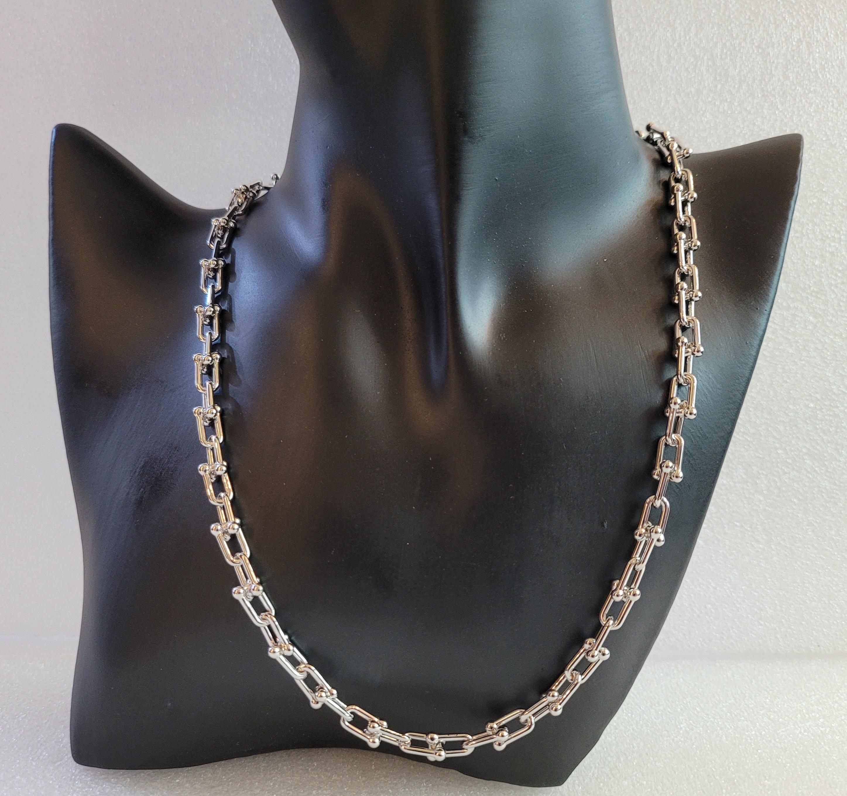 Women's or Men's Tiffany Hard Wear Small Link Necklace in Sterling Silver For Sale