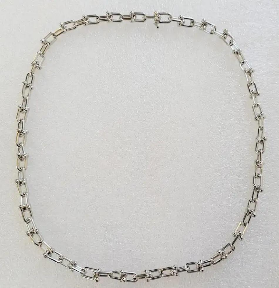 De las mujeres Collar de eslabones pequeños Tiffany Hard Wear de plata de ley