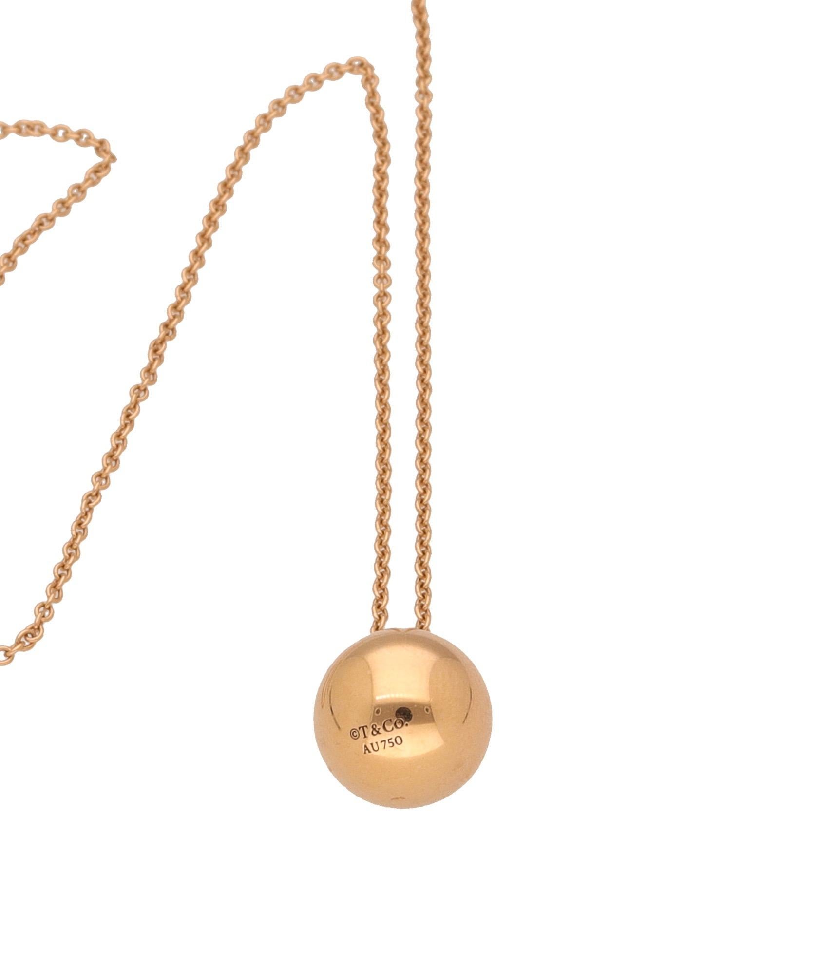 Modern Tiffany Hardwear Ball Pendant Necklace in 18 Karat Yellow Gold